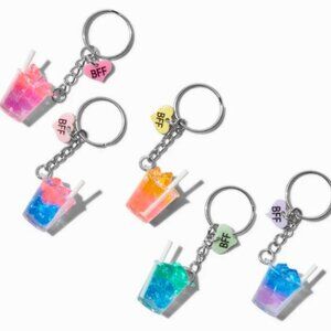 Claire's Rainbow Drink BFF Best Friends Keychains - 5 Pack NEW
